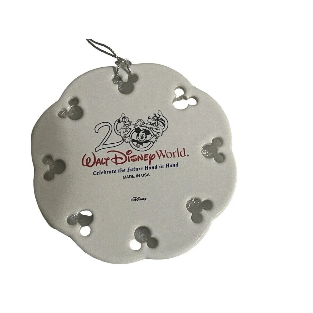 Vintage WALT DISNEY WORLD 2000 Celebrate the Future Hand In Hand Disc Ornament